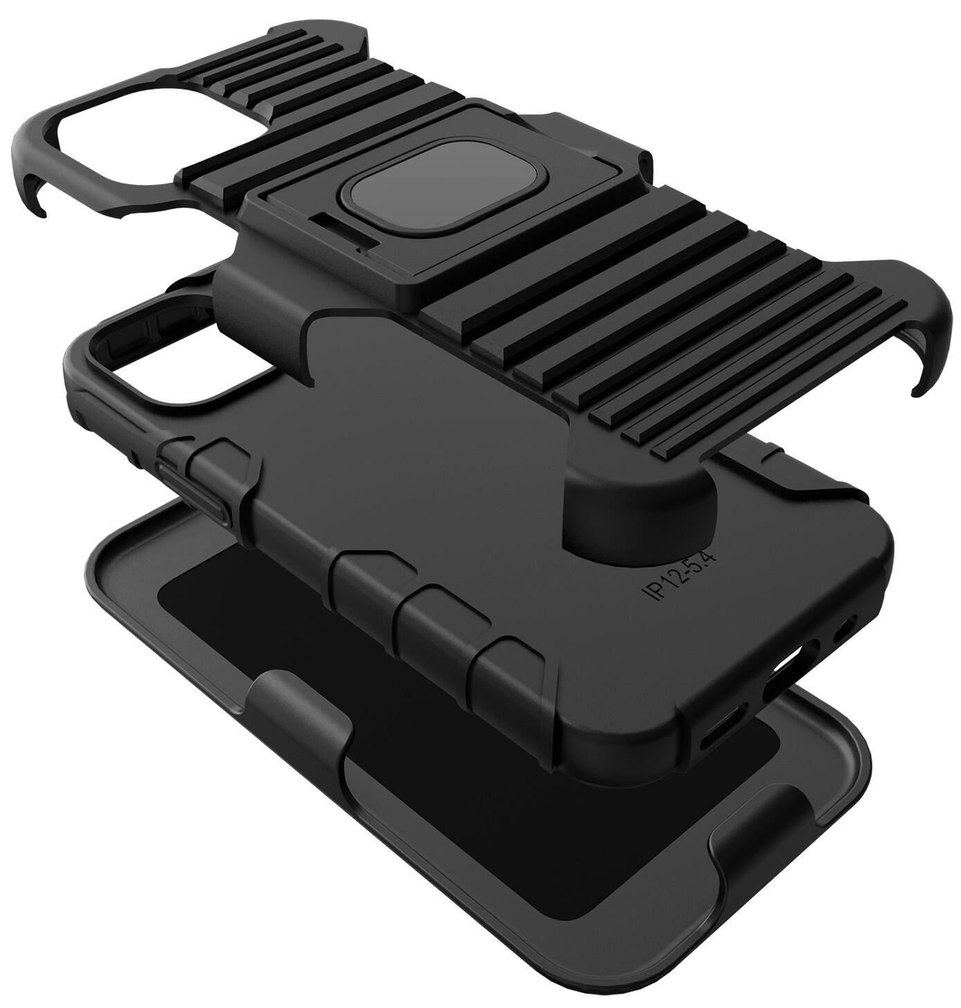 Alt View 8. Nakedcellphone - Combo for iPhone 12 Mini - Ring Grip/Stand Case and Belt Clip Holster - Black.