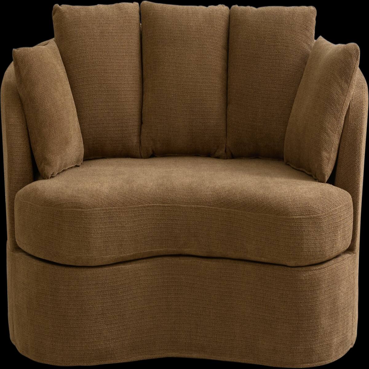 Alt View 6. Ropilly - Ropilly Curved Chenille Sofa, Brown Modern Sofa with Extra Deep Seat and Removable Cushions, 2 Seater - Brown.