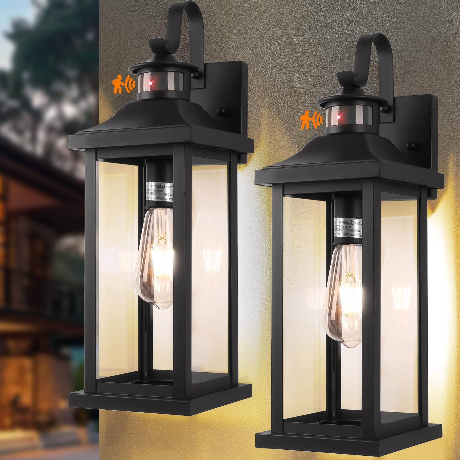 Alt View 6. VEGA AUTOMOTIVE - Motion Sensor Outdoor Lights 2 pack Large Dusk To Dawn Porch For House Ip65 Waterproof Exterior Lighting - Gold 2-Pack.