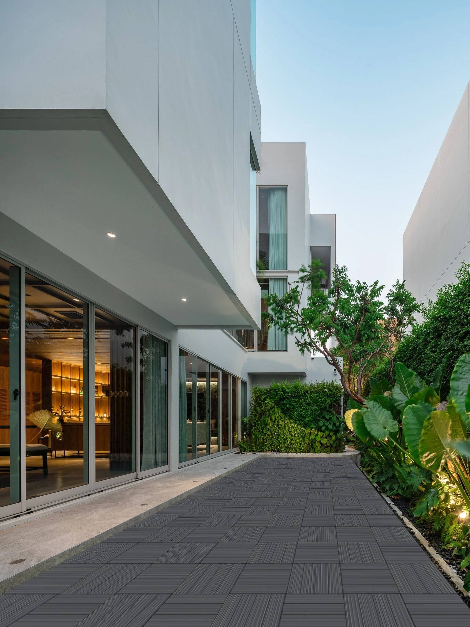 Alt View 6. GOODSILO - Heavy-Duty Interlocking Deck Tiles - 9 PCS Wood-Plastic Composite Outdoor/Indoor Flooring 11.8" x 11.8" - Gray.