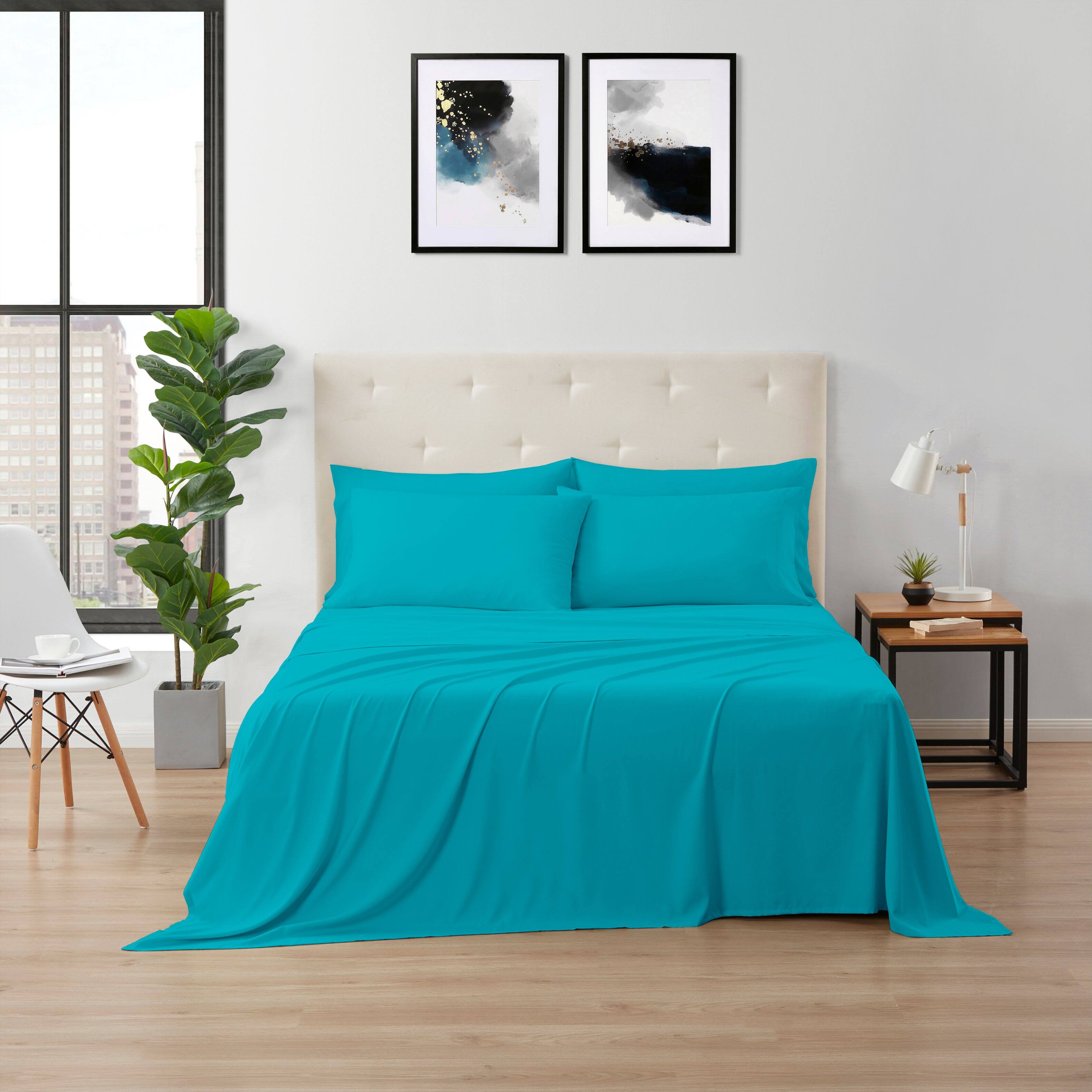 Front. Kathy Ireland - Kathy Ireland Bamboo Cooling 6 Piece Sheet Set - Teal.