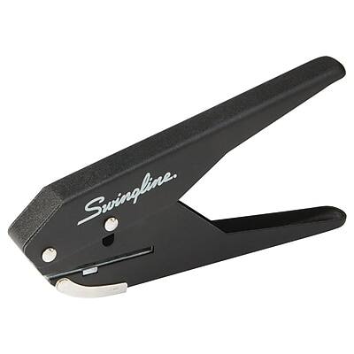 Front. Swingline - Low Force Handheld Hole Punch, 20 Sheet Capacity, Black - Black.