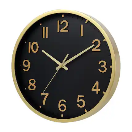 Front. Dazzed Corner - 8 inch Modern Wall Clock,Silent Non Ticking Wall Clock - Black.