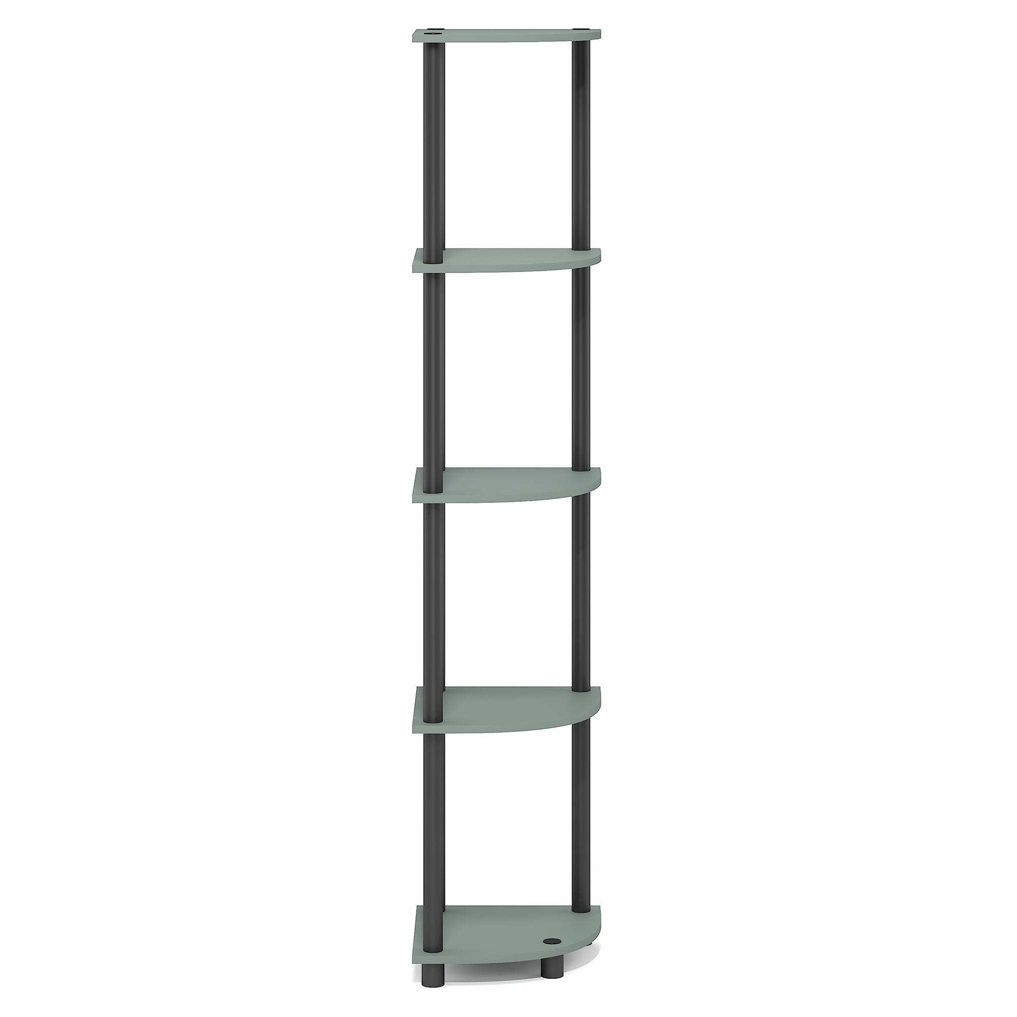 Alt View 7. Furinno - TURN-N-TUBE Corner Shelf, 5-Tier Corner Bookshelf, Open Storage Shelves, for Living Room, Home Office, Garage, Bedroom - Sage Green/Black.