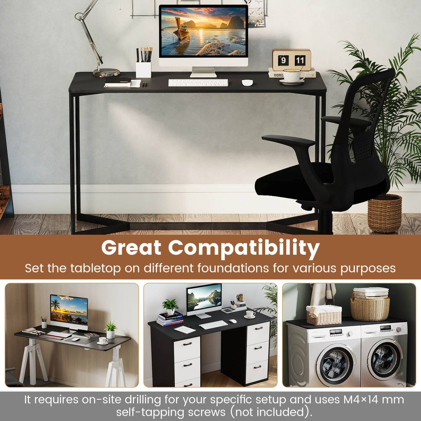 Great Compatibility

Set the tabletop on different foundations for various purposes

It requires on-site drilling for your specific setup and uses M4x14 mm self-tapping screws (not included).