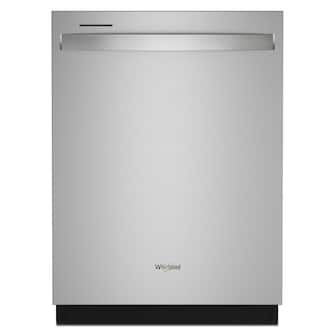 Front. Whirlpool - 24” Dishwasher with AI Intelligent Wash and 47 dBA - Fingerprint Resistant Stainless Steel.