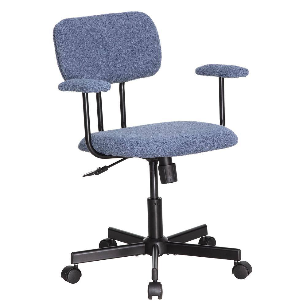 Alt View 5. JJS - Low Back Velvet Office Computer Chair With Armrest - Blue.