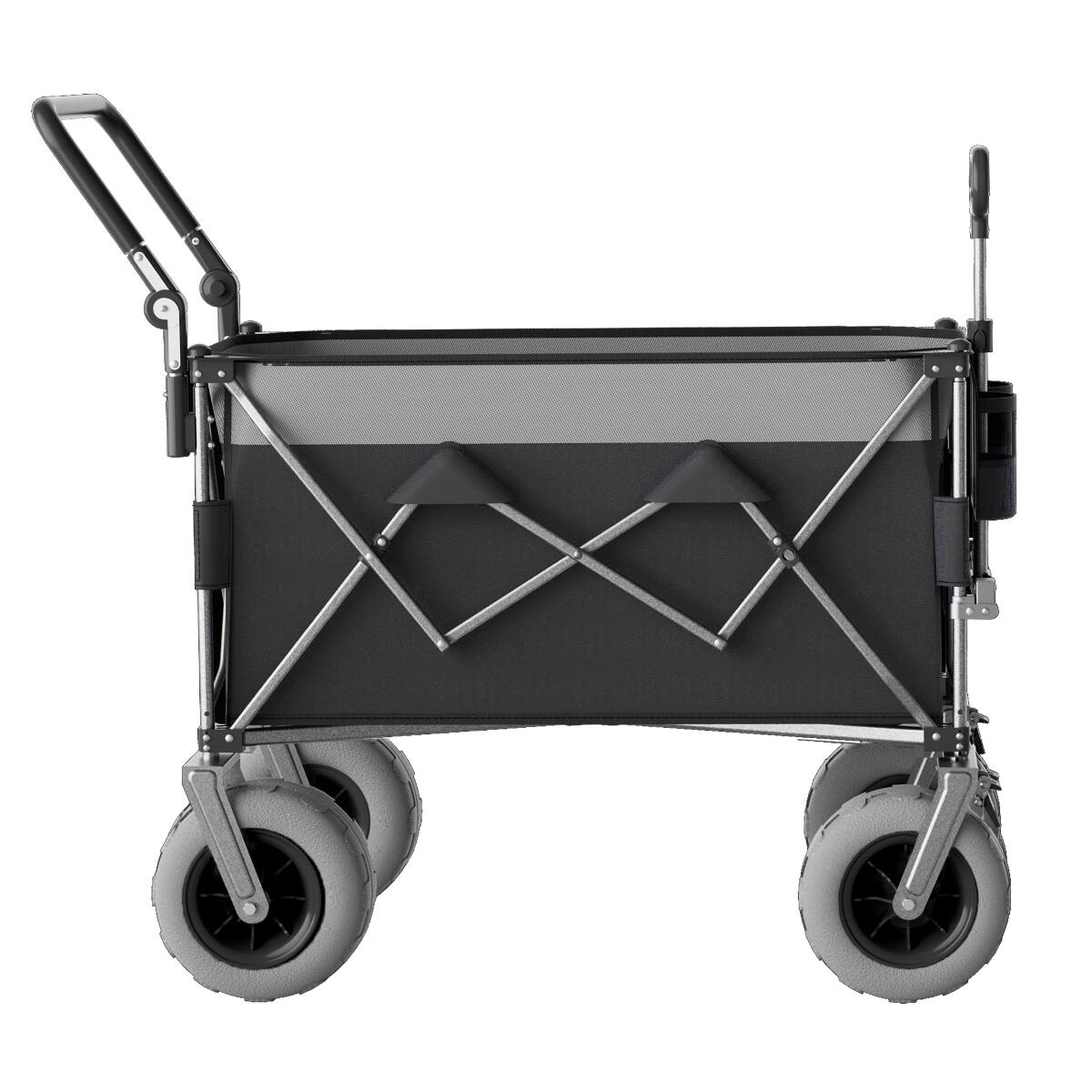 Alt View 1. Loheer - Loheer Folding Beach Wagon with All Terrain Balloon Wheels, Adjustable Push Pull Handles, Black and Gray.