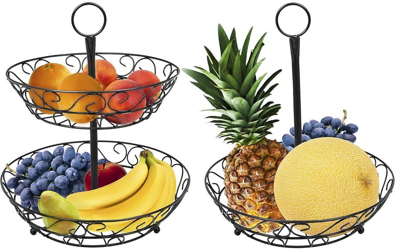 Alt View 2. Sorbus - Sorbus Fruit Basket for Kitchen - 2-Tier Countertop Fruit Holder & Decorative Bowl Stand - Black.