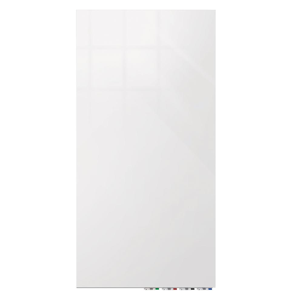 Angle. Ghent - Ghent Aria 3'H x 2'W Glass White Board, White Surface, Vertical, 4 Markers and Eraser - White.