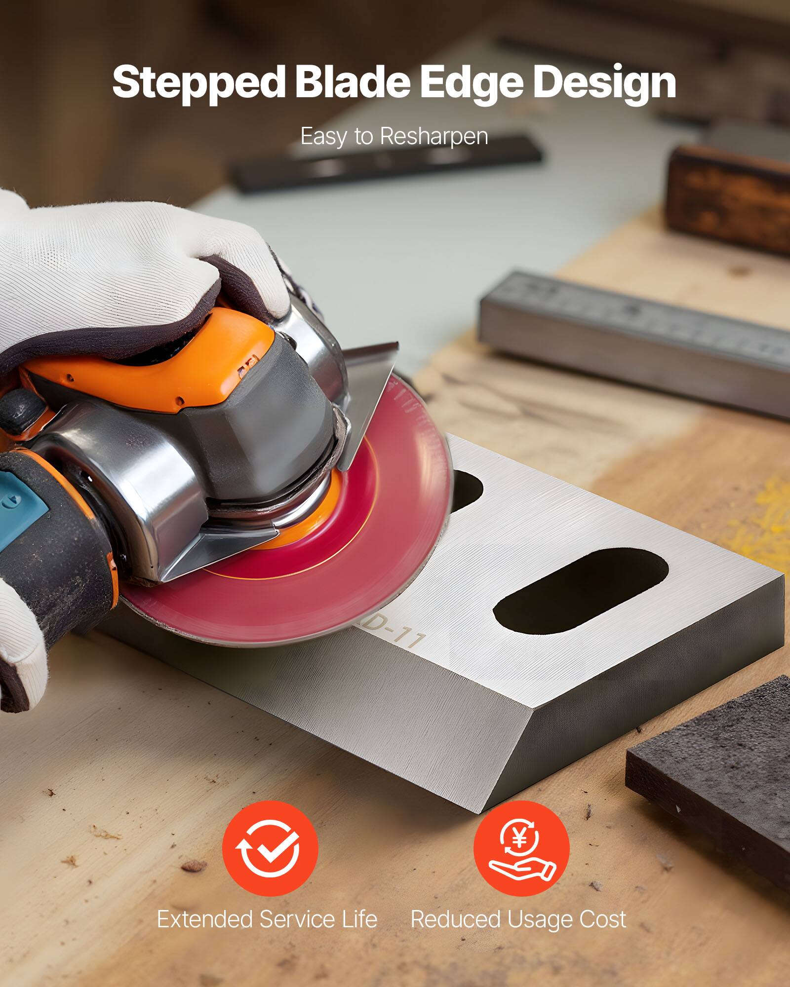 Stepped Blade Edge Design  
Easy to Resharpen  

Extended Service Life  
Reduced Usage Cost