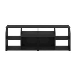 FurniFact - Large Engineered Wood media console with LED lighting for TV up to 65 inches - Black