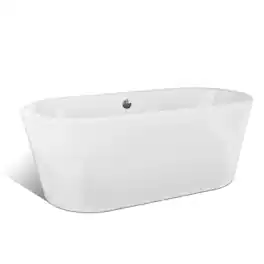 Empava - 59 in. x 31.5 in. Freestanding Flat Bottom Bath Tub Oval Soaking Bathtub with Center Drain - White