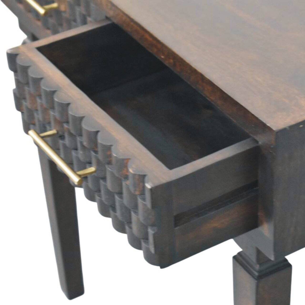 Alt View 2. Artisan Furniture - Artisan Furniture Cadiz Carved Slim Console, 2 Drawers - Brown.