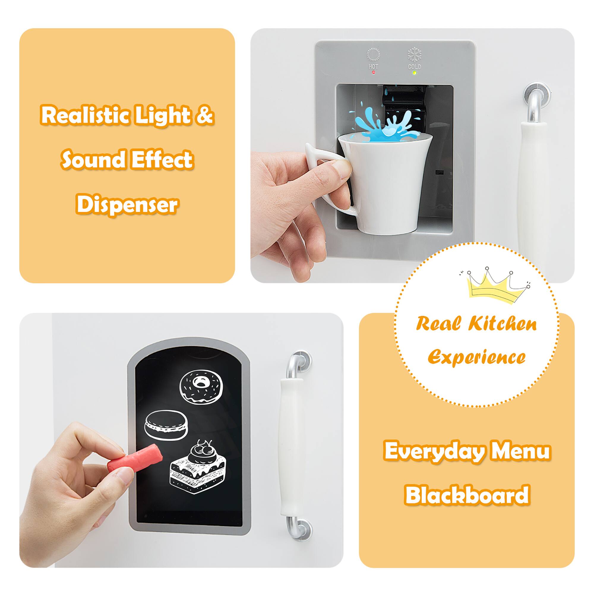 Realistic Light & Sound Effect Dispenser, Real Kitchen Experience, Everyday Menu Blackboard