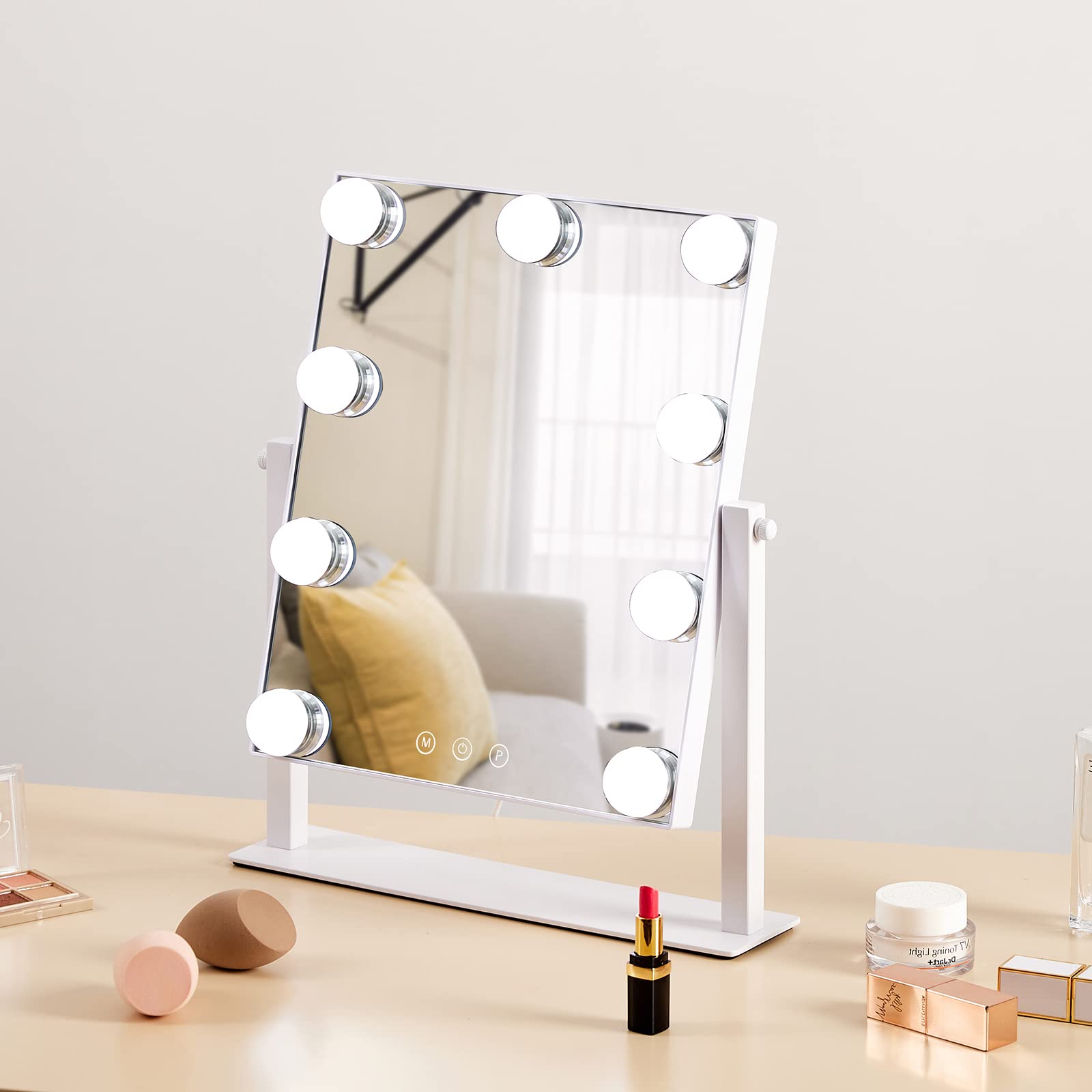 Back. Cedar Assembly - Mirror Lighted Magnifying Vanity Makeup Hollywood Multi-Color Dimmable Premium Quality Perfect For D - 17.3"L x 13.1"W.