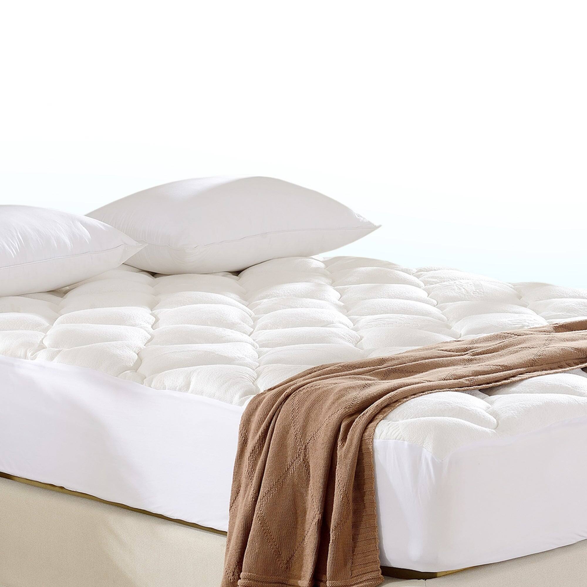 Alt View 9. Cheer Collection - Ultra Soft Bamboo Cooling Mattress Topper - Rayon from Bamboo Pillow Top Mattress Pad for Back Pain - Naturally Cooling - White.