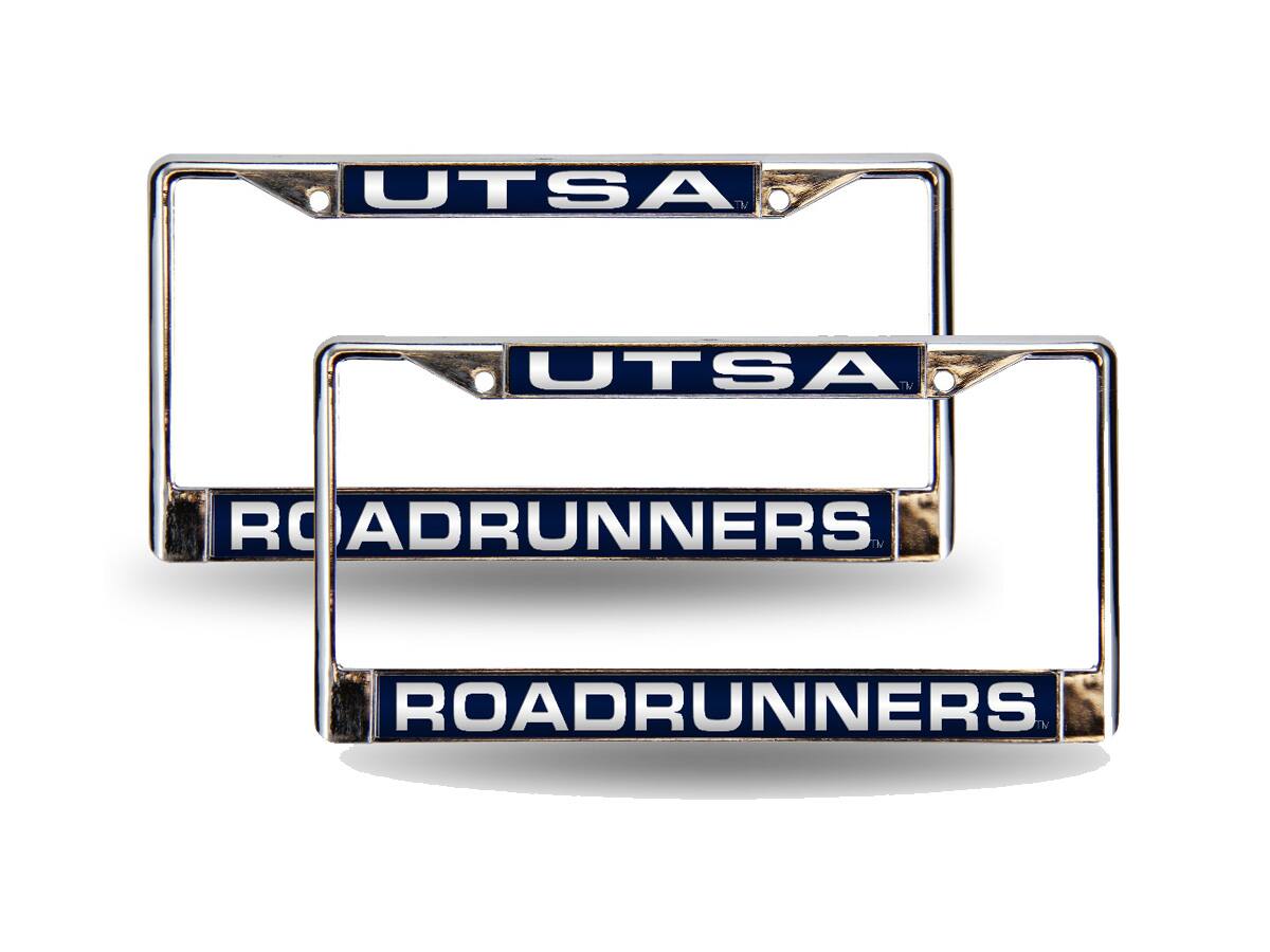 Texas San Antonio Roadrunners Chrome Metal Laser License Plate Frame - Set of 2 Frames