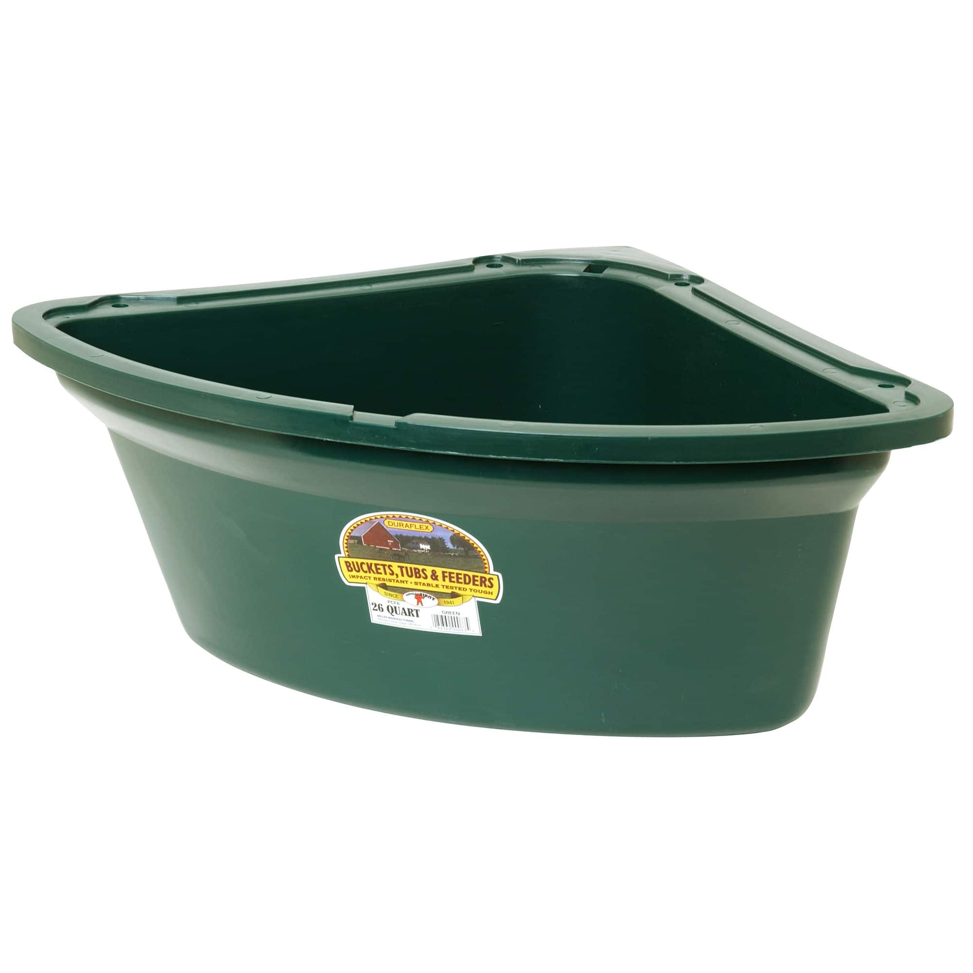 Little Giant - 26 Quart Plastic Hanging Corner Livestock Feeder Bucket, Green