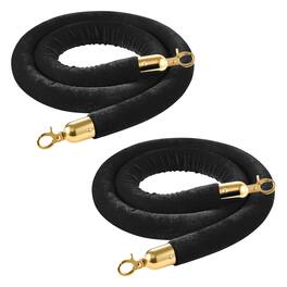 VEVOR - 2 Pcs Black Velvet Stanchion Ropes, 5 ft Crowd Control Stanchion Black Velvet Ropes with Gold Hooks, Post Queue Barrier - Golden black