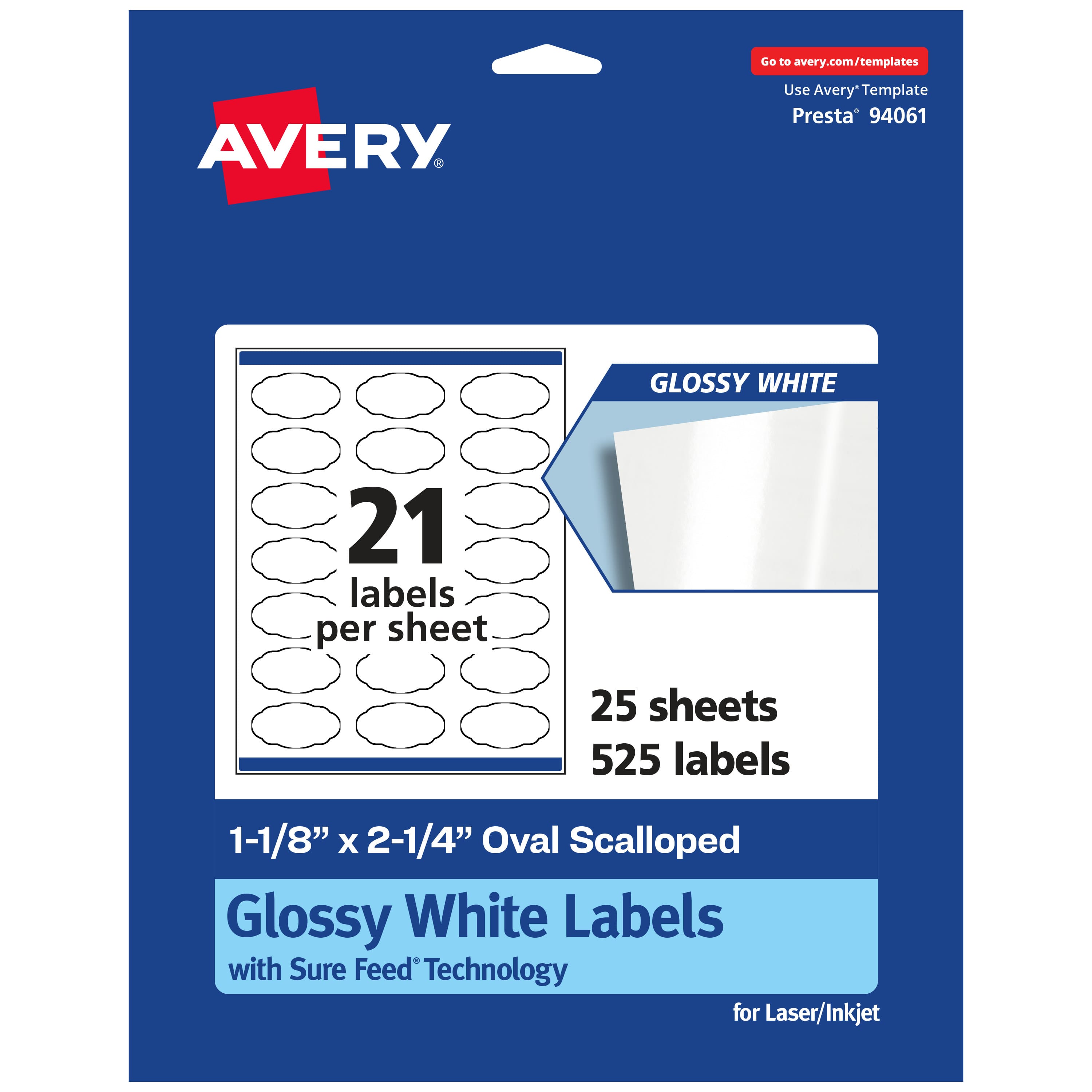 "Avery - Glossy Oval Scalloped Labels, 1-1/8"" x 2-1/4"", 525 Total - White" price history on PriceWatchPro