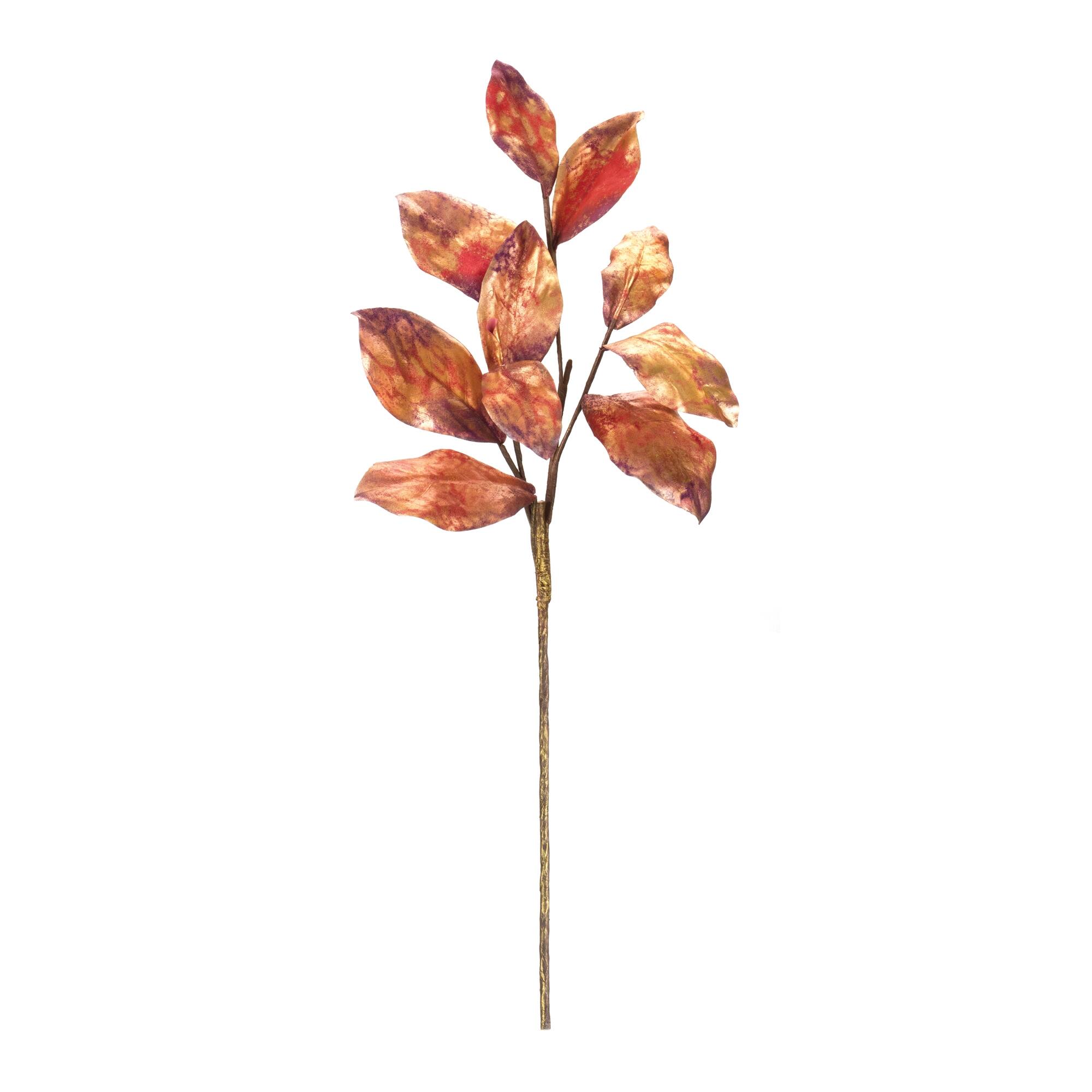 Angle. BreeBe - Metallic Harvest Leaf Spray (Set of 2) - Red, Brown.