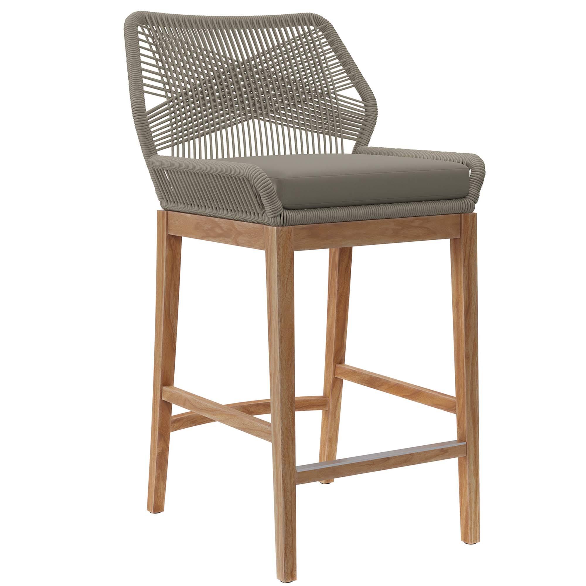 Angle. Modway - Wellspring Outdoor Patio Teak Wood Bar Stool by Modway - Light Gray Greige.