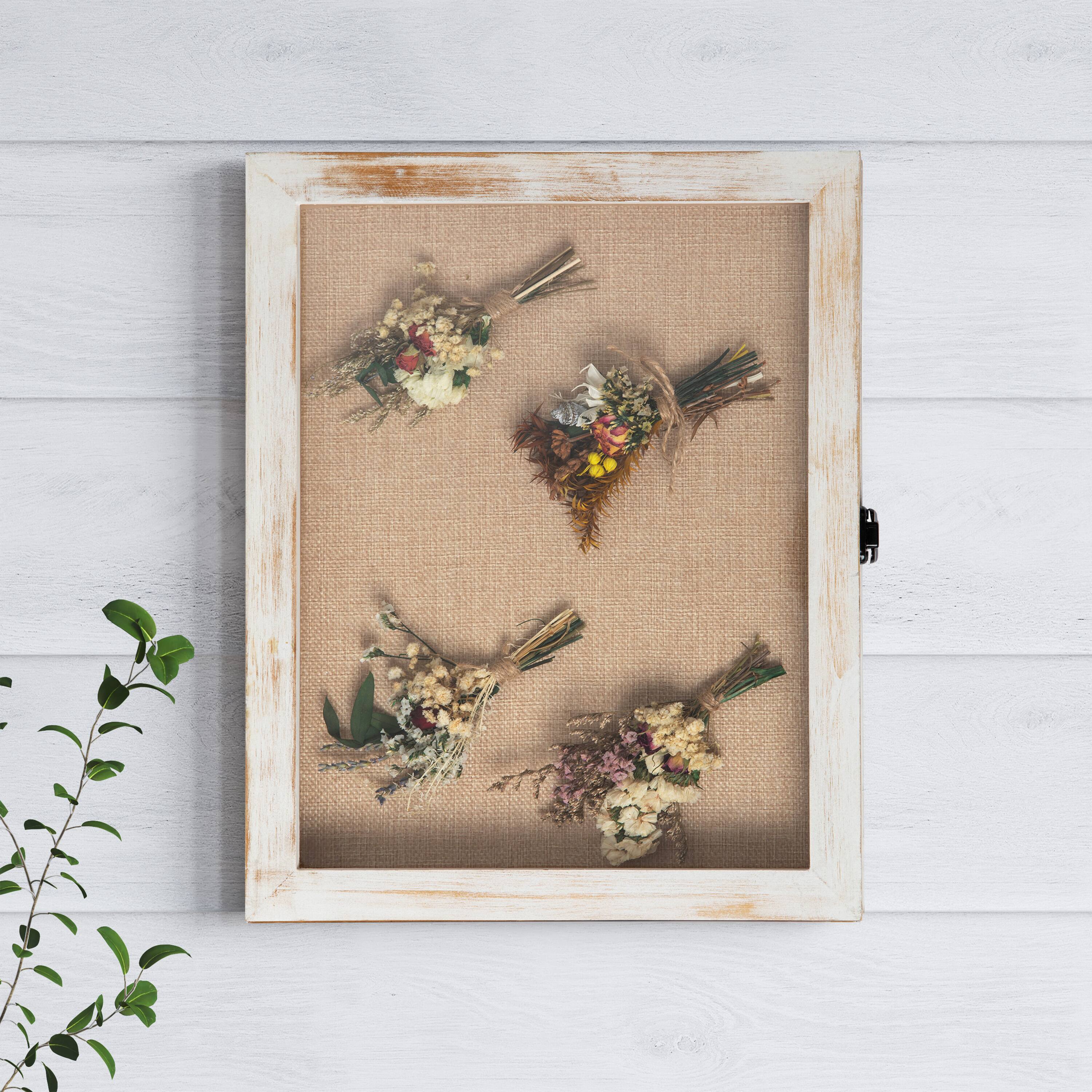 Alt View 1. Emma + Oliver - Presley Wooden Display Case with Foam Back Board, Linen Overlay and Included Push Pins - White Wash.