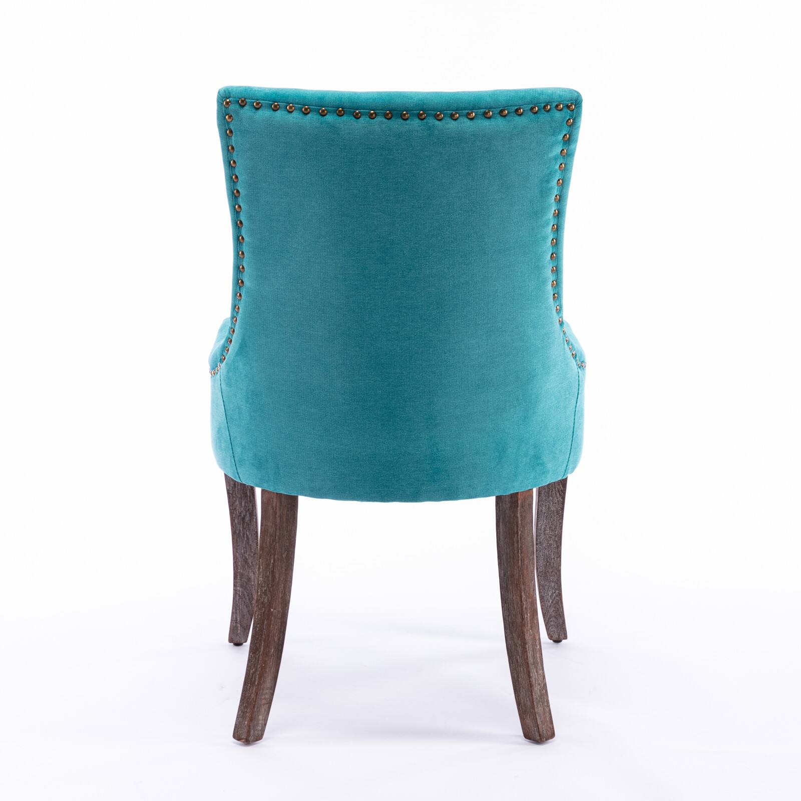 Alt View 2. GOODSILO - Ultra Side Dining Chair Set of 2, Thickened Fabric, Solid Wood Legs, Bronze Nail Head - Blue.
