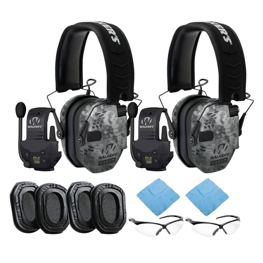Walter Razor Digital Walkers Razor Digital Ear Muffs (Raid Kryptek) Bundle with Walkie ...