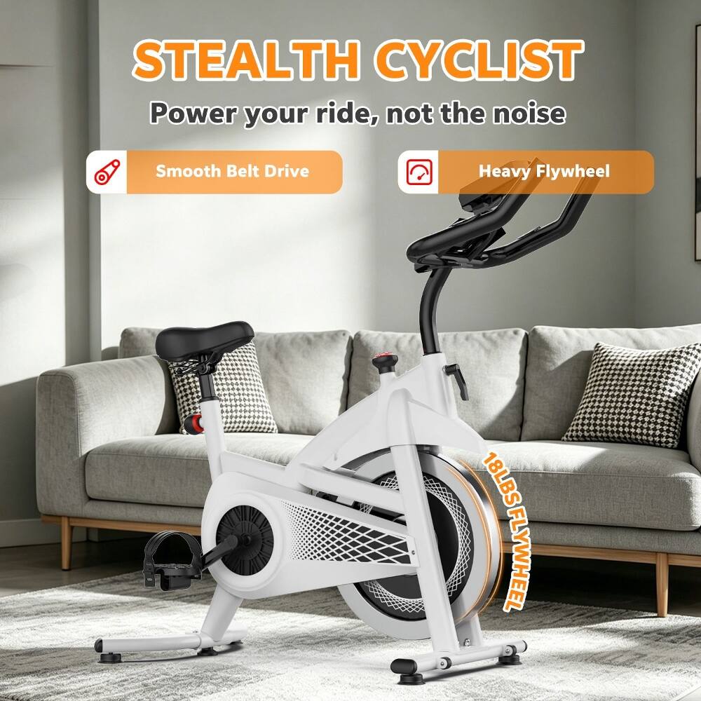 STEALTH CYCLIST  
Power your ride, not the noise  
Smooth Belt Drive  
Heavy Flywheel  
18LBS FLYWHEEL