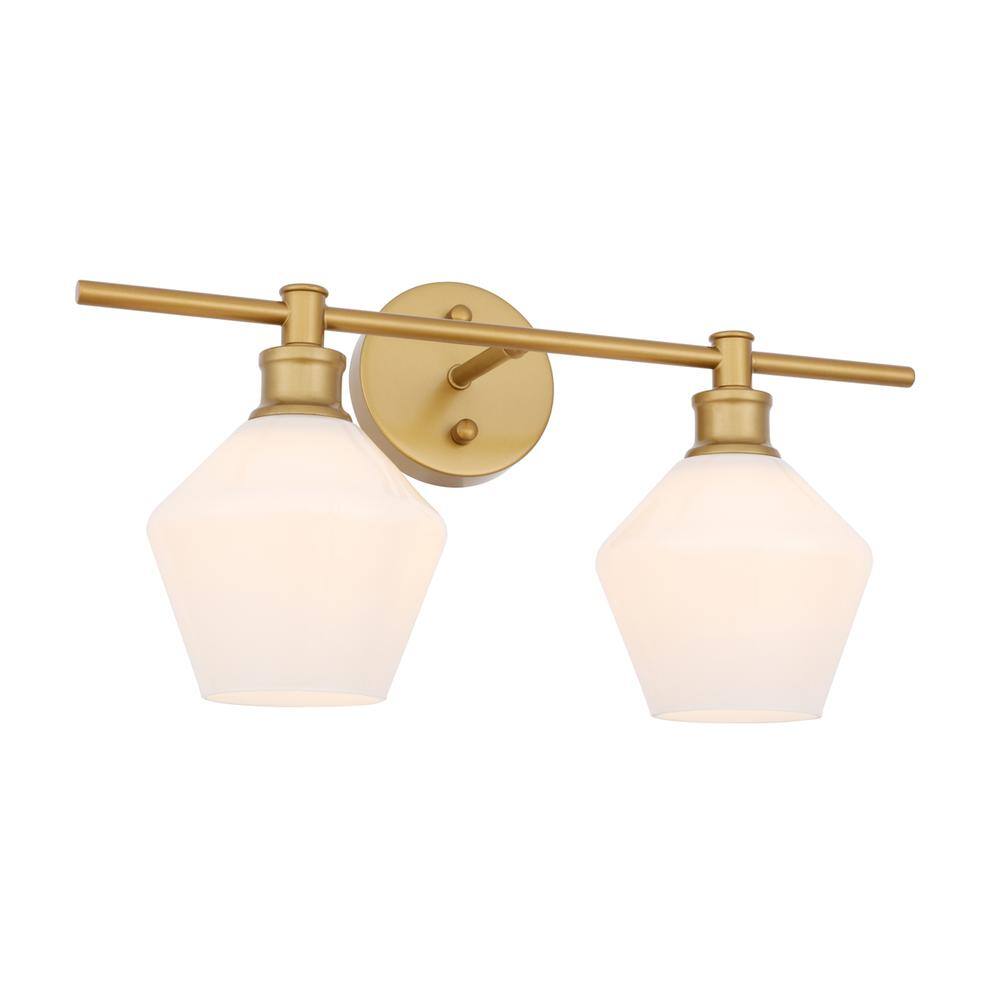 Angle. Living District - Gene 2 light Brass and Frosted white glass Wall sconce - Brass And Frosted White Glass.