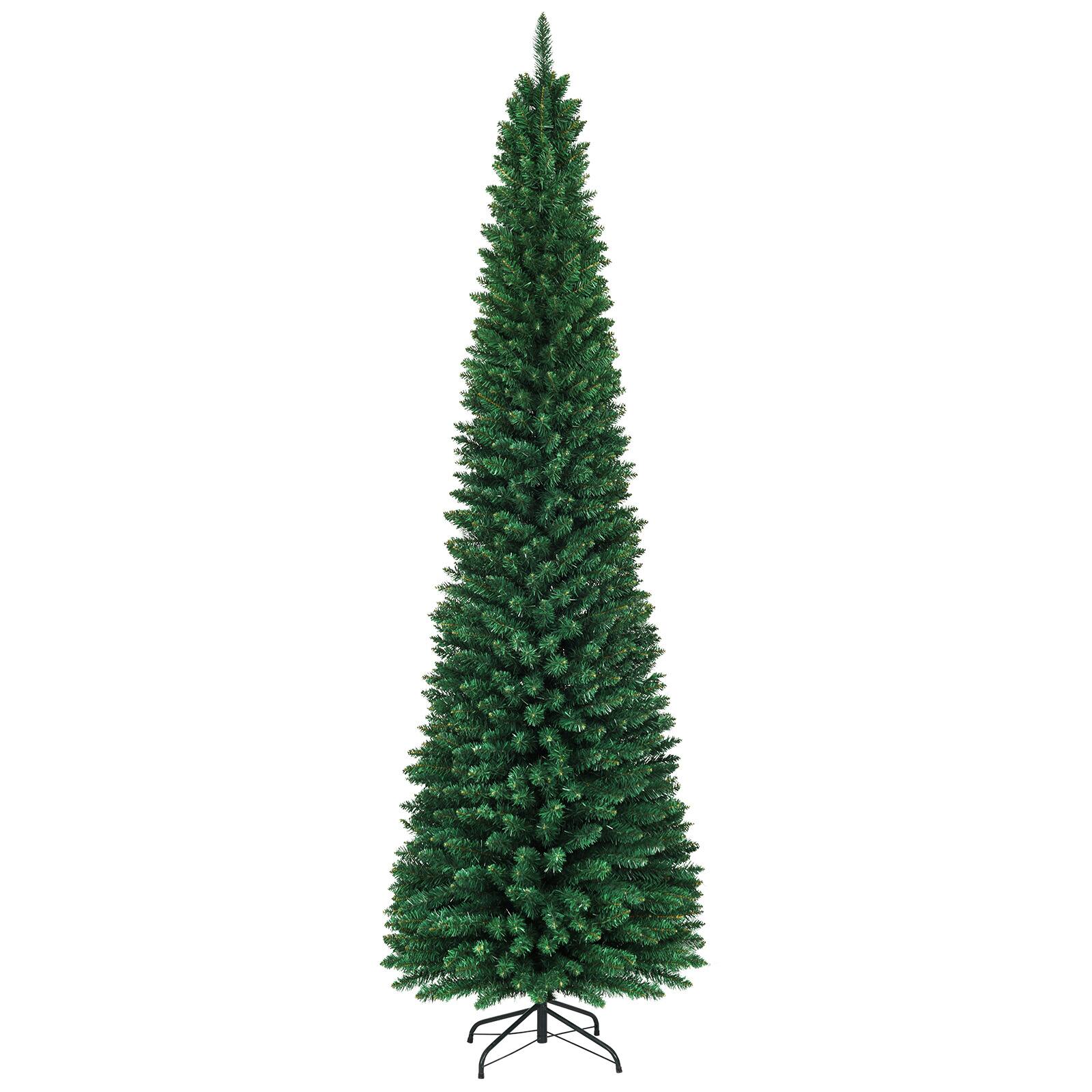 Alt View 8. Gymax - Gymax  9' PVC Artificial Christmas Tree Holiday Decor Slim Pencil Tree Metal Stand - Green.