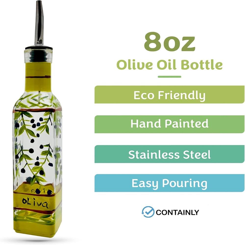 8oz Olive Oil Bottle

- Eco Friendly
- Hand Painted
- Stainless Steel
- Easy Pouring

CONTAINLY