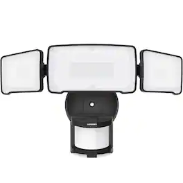 Lepower - 38W 4200LM Motion Sensor LED Security Lights 5500K IP65 Waterproof 3 Head Detected Flood Light For Garage, Porch - Black