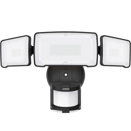 Front. Lepower - 38W 4200LM Motion Sensor LED Security Lights 5500K IP65 Waterproof 3 Head Detected Flood Light For Garage, Porch - Black.