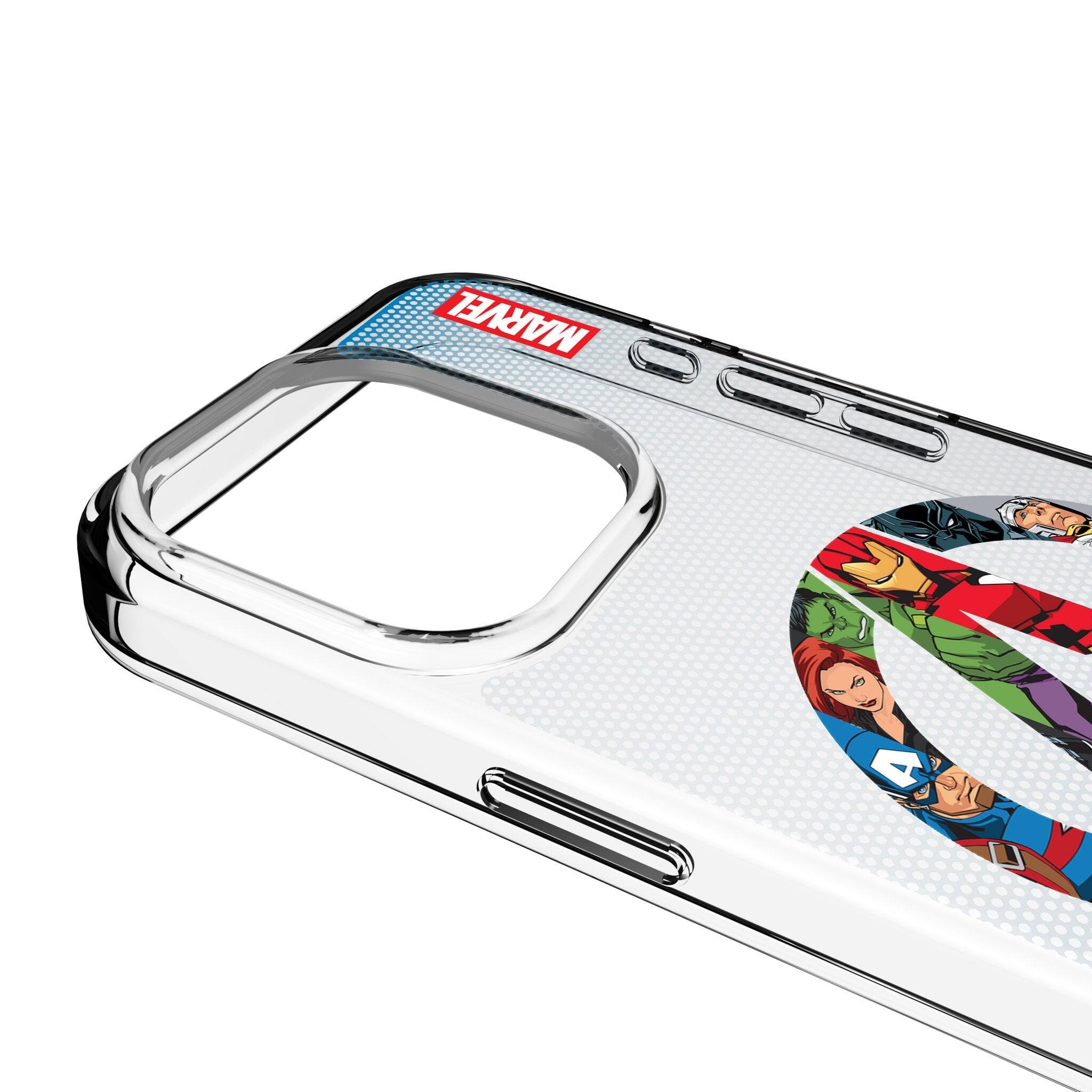 Left. Keyscaper - Marvel Avengers Grid Clear Phone Case - Apple iPhone 15 - Multicolor.