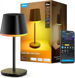 Govee - Smart Cordless Table Lamp Classic, RGBIC Rechargeable Table Lamp for Bedroom, Living Room - RGBICWW