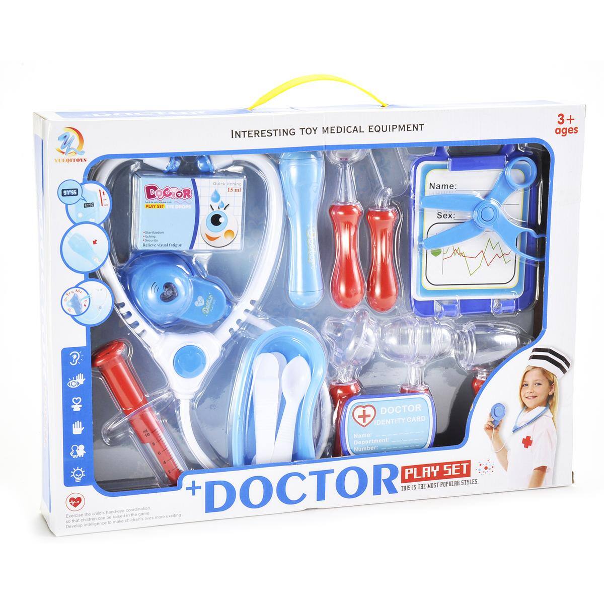 **INTERESTING TOY MEDICAL EQUIPMENT**

**3+ ages**

**STEDITOYS**

**DOCTOR PLAY SET**

**+ DOCTOR**

**PLAY SET**

**THIS IS THE MOST POPULAR STYLE**

**Name:**

**Sex:**

**Rutae**

**Trg**

**DOCTOR**

**IDENTITY CARD**

**Department Number:**

**Caruete**

**Exercise the child's eye coordination.**

**Develop intelligence to make children learn more exciting**

**Quick Lighting 15 ml**

**+**

**DOCTOR**

**PLAY SET**

**THIS IS THE MOST POPULAR STYLE**

**Name:**

**Sex:**

**Rutae**

**Trg**

**DOCTOR**

**IDENTITY CARD**

**Department Number:**

**Caruete**

**Exercise the child's eye coordination.**

**Develop intelligence to make children learn more exciting**

**Quick Lighting 15 ml**