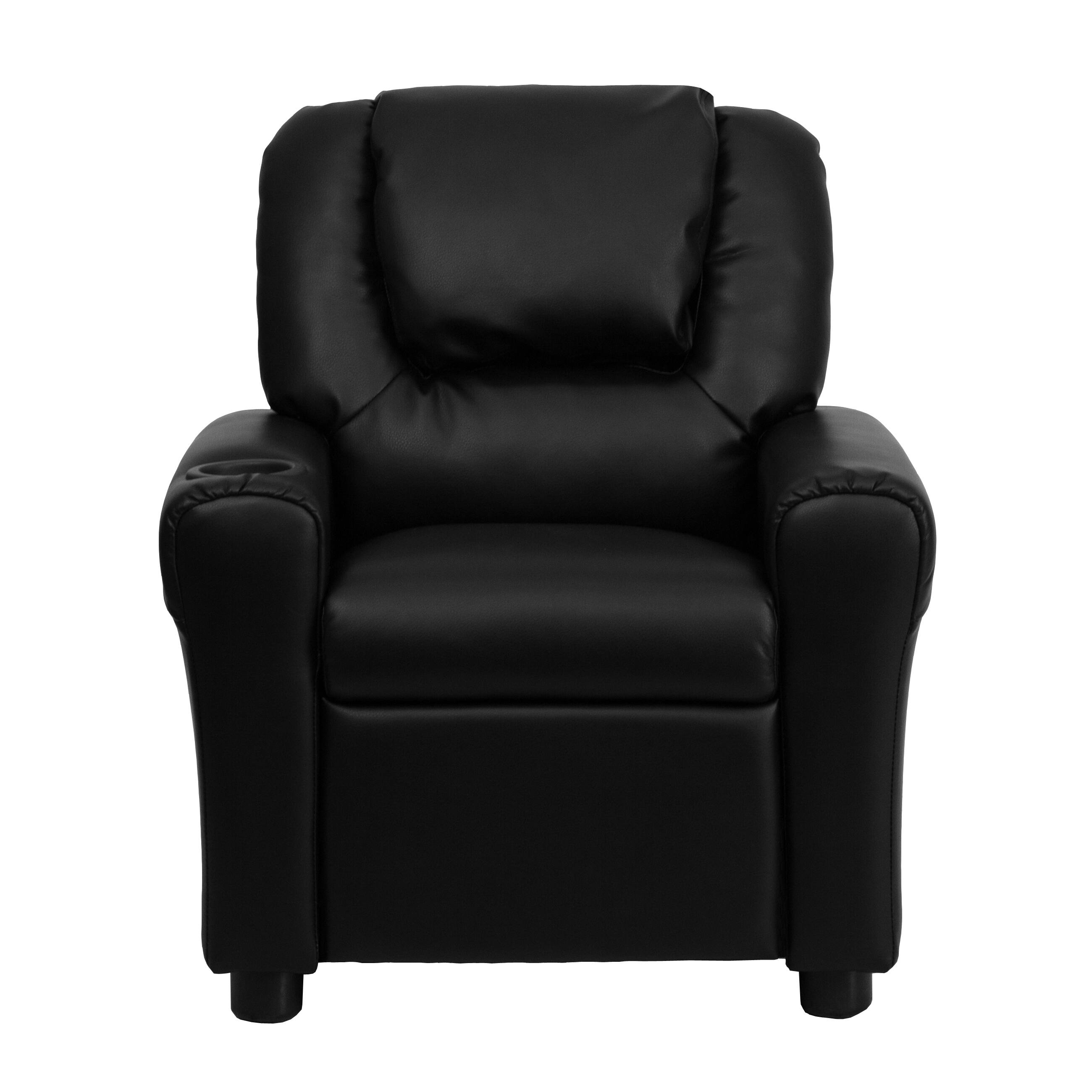 Alt View 8. Emma + Oliver - Contemporary Kids Recliner with Cup Holder and Headrest - Black LeatherSoft.