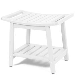 FODINGHILL - HDPE Shower Bench with Storage & Handles, Indoor Outdoor Use - White