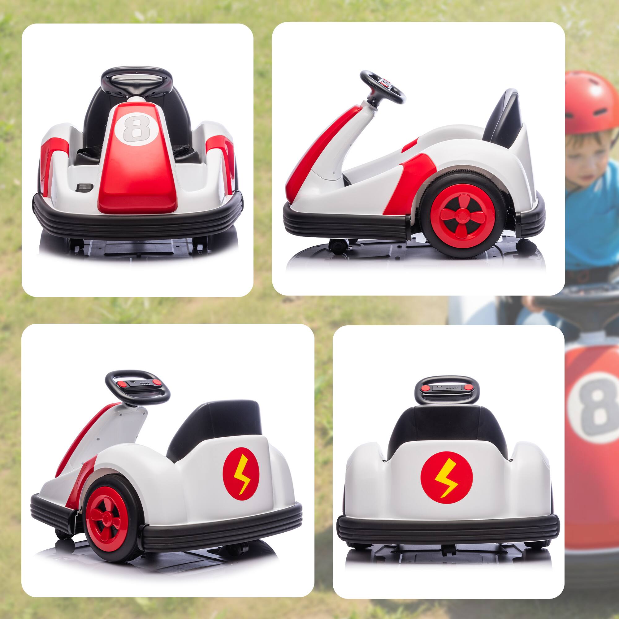 Alt View 8. Qaba - Kids Bumper Car with Big Wheels, Electric Car for Kids with 360-Degree Spin, Slow Start - Red.