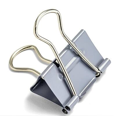 Front. Officemate - EZ Medium Binder Clips, 0.625" Capacity, Gray, 48 Clips/Pack - Gray.