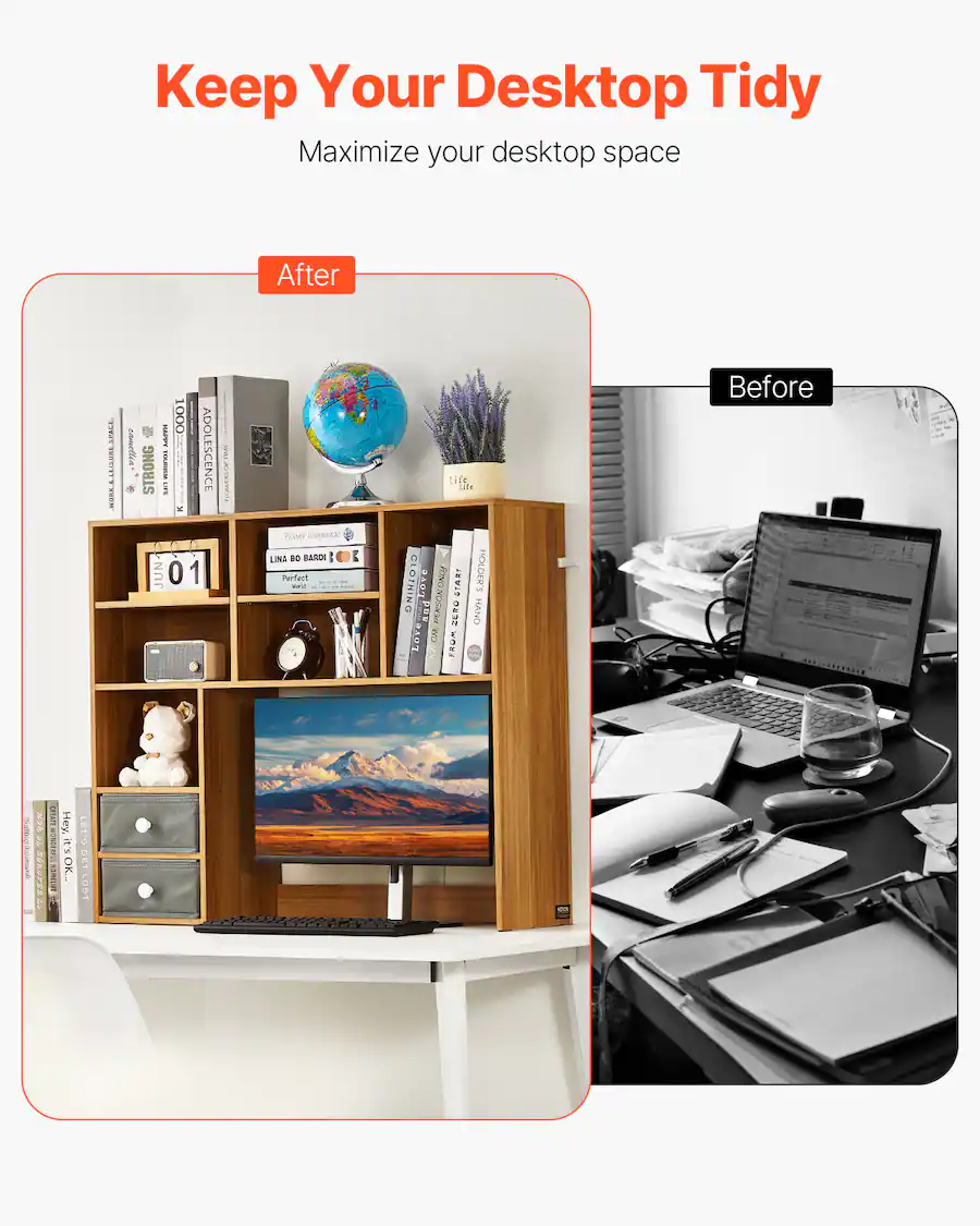 VEVOR Desktop Bookshelf, 3 Tier Desktop Storage Organizer, 37