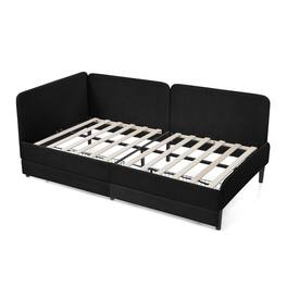 Ecooso - Twin Size Upholstered Platform Bed Frame with 2 Storage Drawers, Adjustable Velvet Sofa Bed - Black