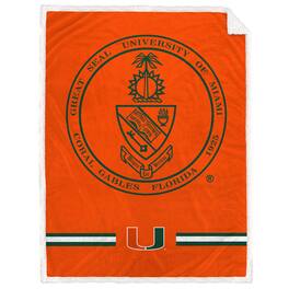 Pegasus - Miami Hurricanes 60'' x 80'' University Seal Flannel Sherpa Blanket - Multicolor