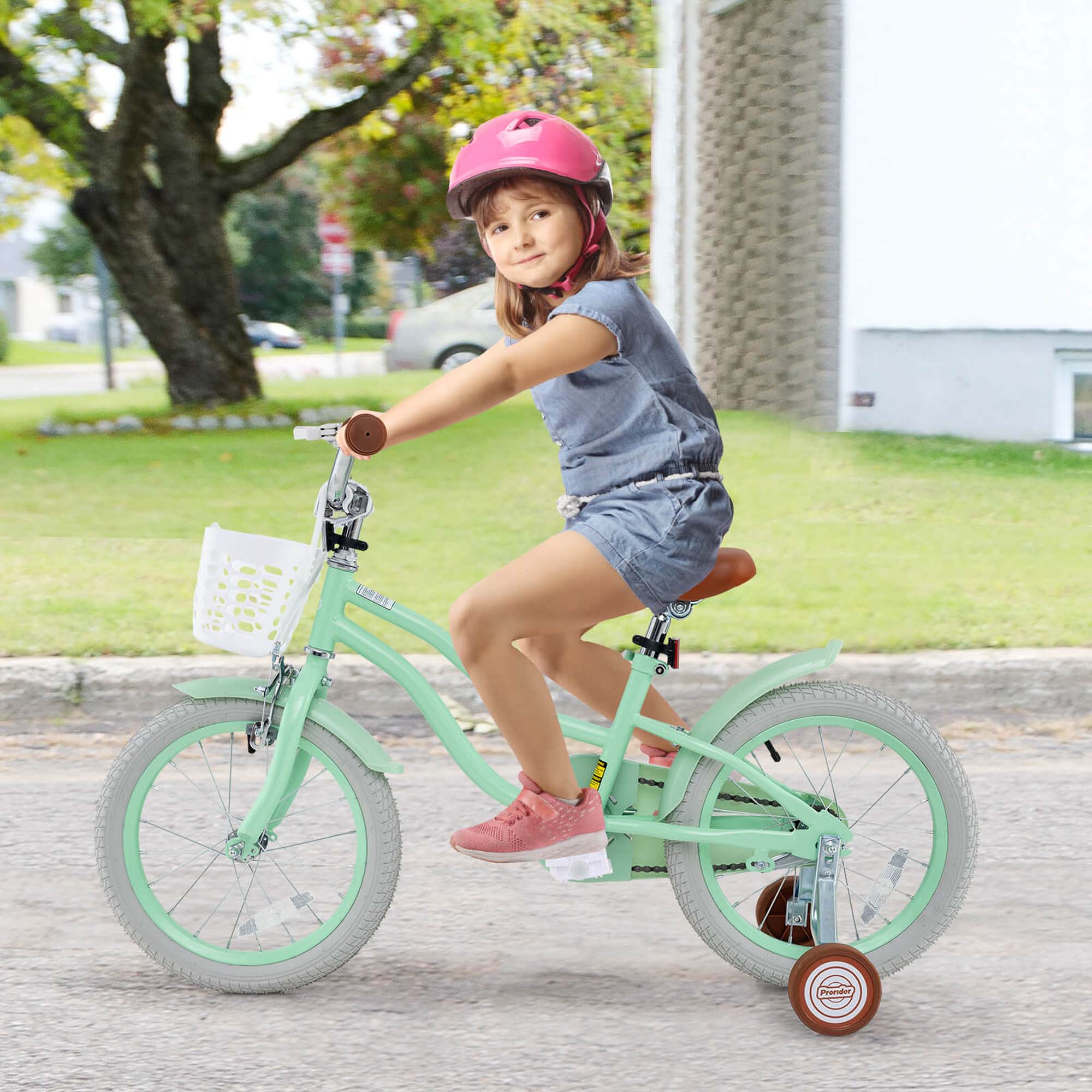 Alt View 3. Costway - Costway 16" Kids Bike Toddler Adjustable Bicycle with Training Wheel for 4-7 Years Old Girl - Green.