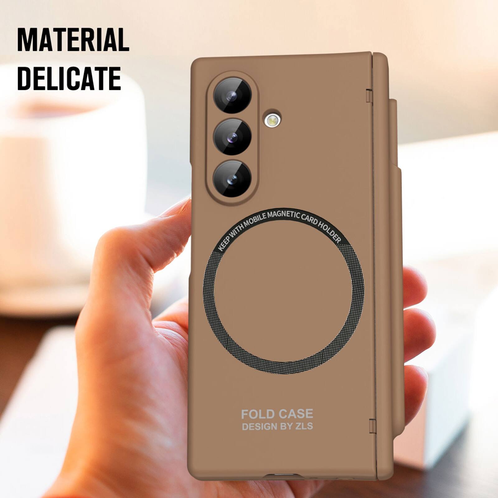 MATERIAL DELICATE  
MAGNETIC MOBILE CARD HOLDER KEEP  
FOLD CASE DESIGN BY ZLS