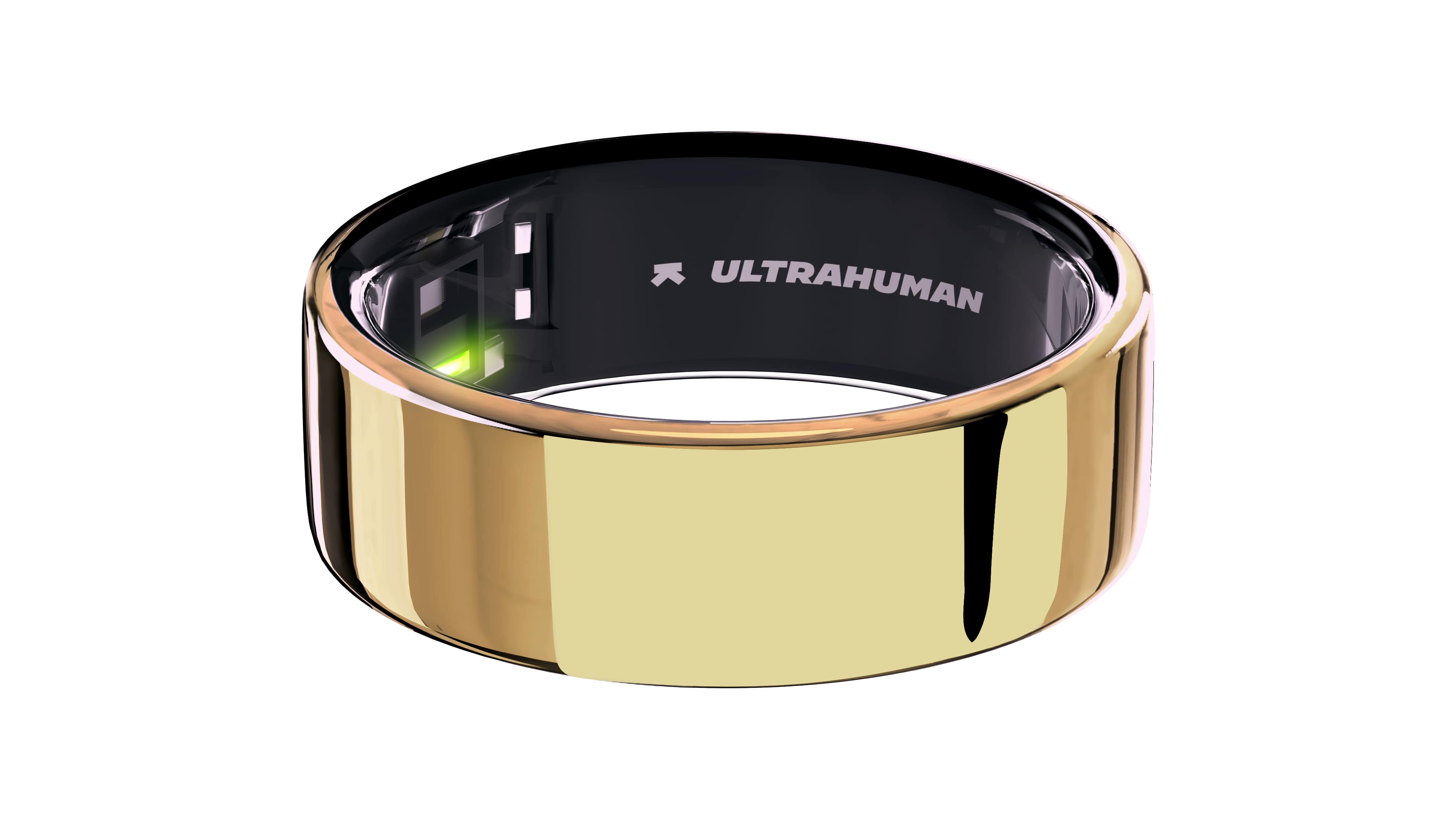 Front. Ultrahuman - Ring AIR - Smart Ring - Size Before You Buy - Size 10 - Bionic Gold.