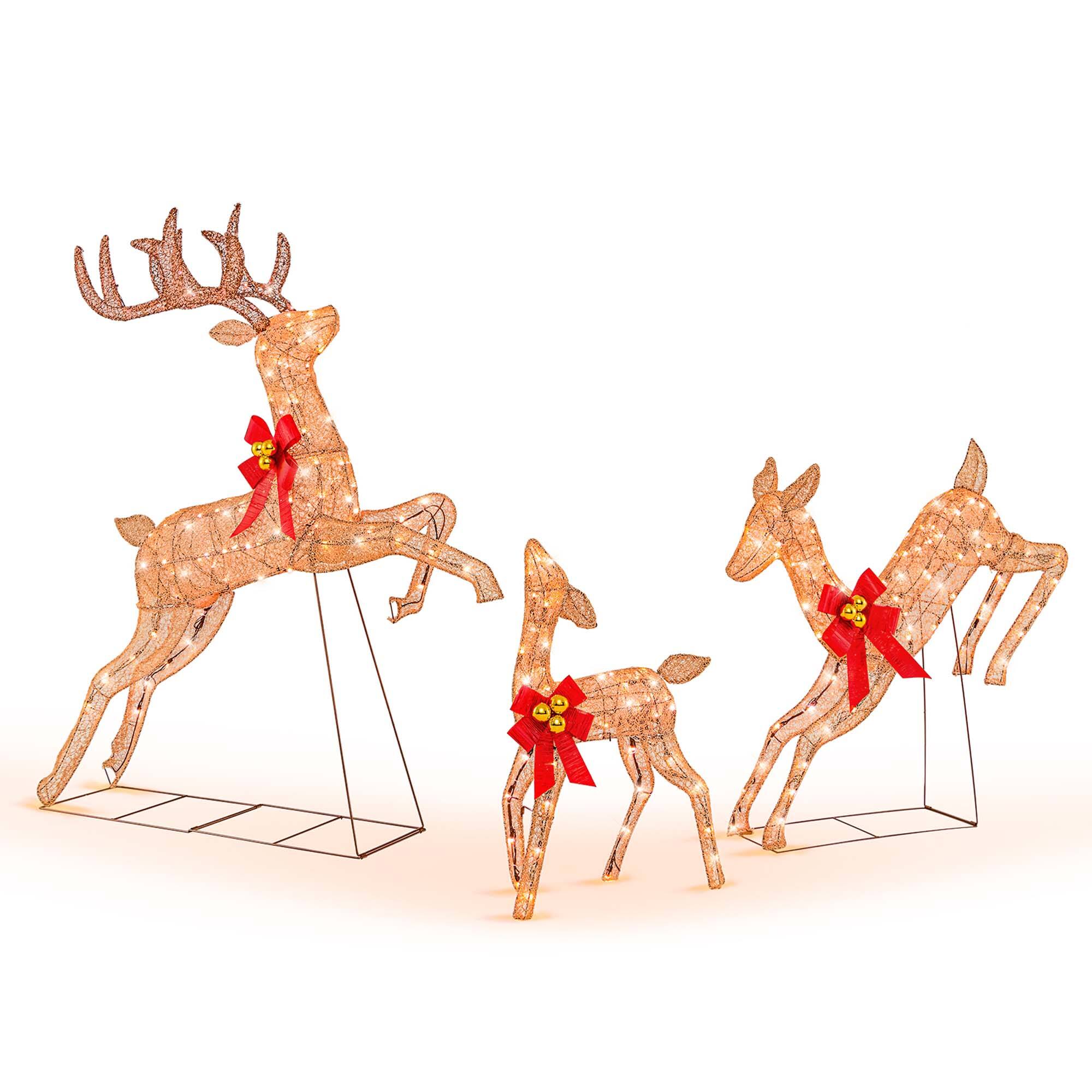 Alt View 18. Costway - 3 PCS Lighted Christmas Reindeer Family Set Holiday Decoration with 255 Lights - Gold.